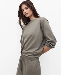 Mango Women's Two-Piece Plain Cotton Pajamas