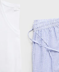 Mango Women's 2-Piece Seersucker Striped Pajamas