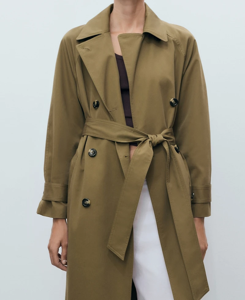 Mango Women's Long Double-Breasted Trench Coat