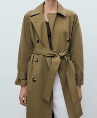 Mango Women's Long Double-Breasted Trench Coat
