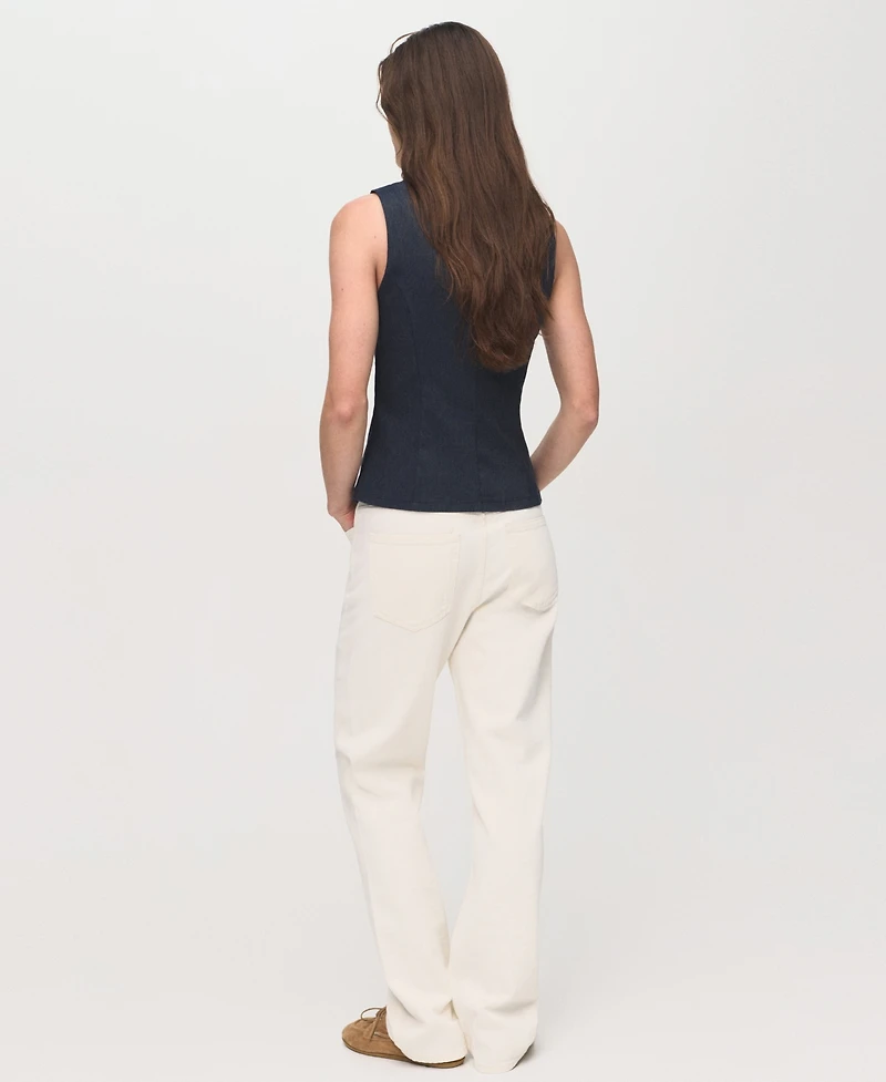 Mango Women's Denim Effect Tie Top