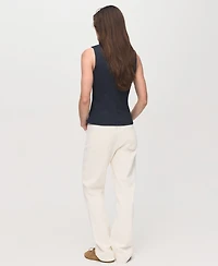 Mango Women's Denim Effect Tie Top