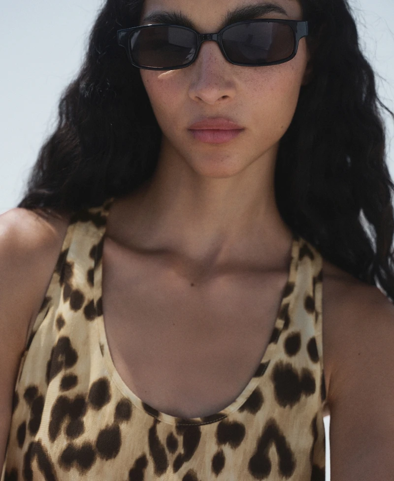 Mango Women's Animal-Print Fluid Top