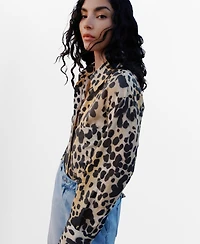 Mango Women's Animal Print Cotton Shirt