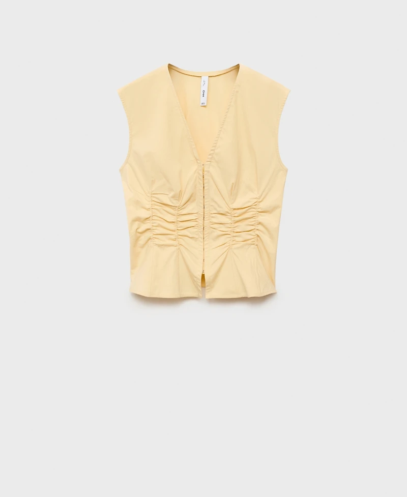 Mango Women's Gathered Cotton Blouse