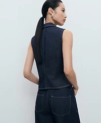 Mango Women's Contrast Stitching Denim Top