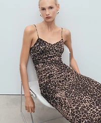 Mango Women's Animal-Print Midi Dress