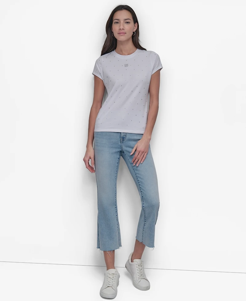 Dkny Jeans Women's Rhinestones Crewneck T-Shirt