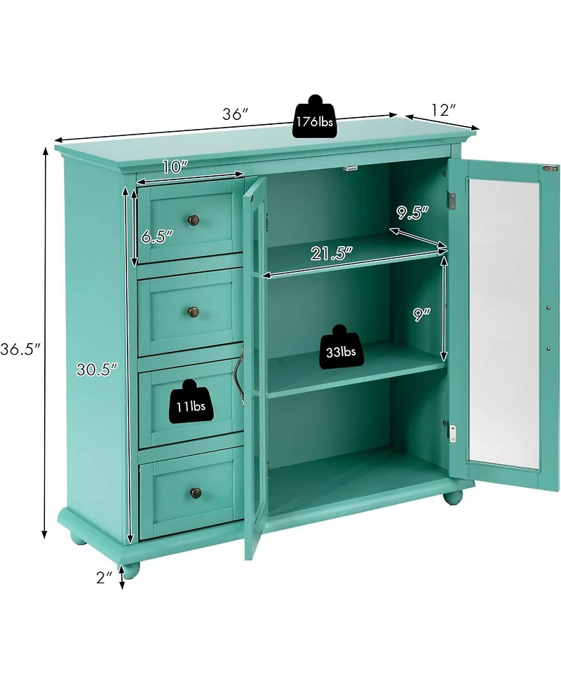 Buffet Sideboard Table Kitchen Storage Cabinet with Drawers and Doors