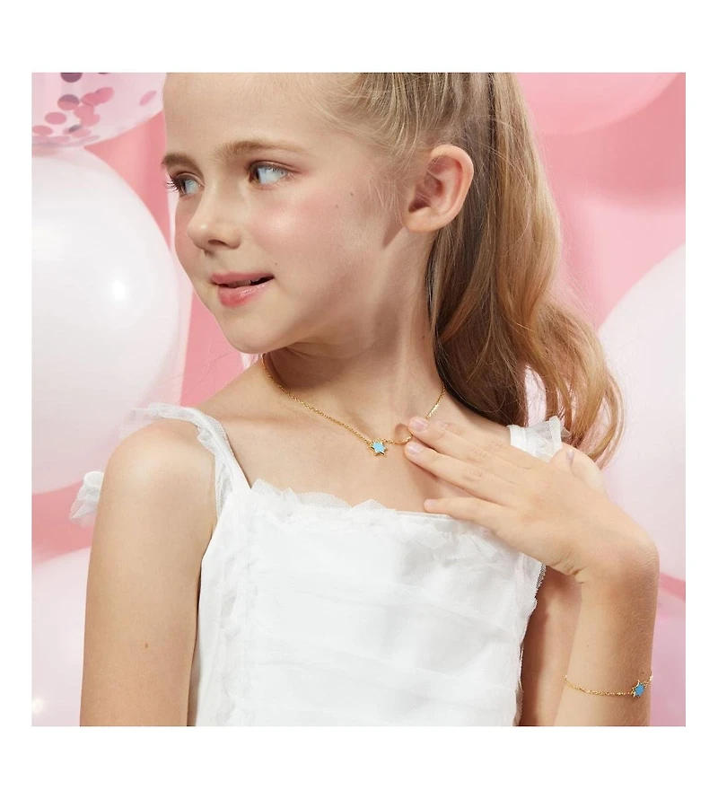 Anna Zuckerman Petit Star of David Necklace in Sky Blue
