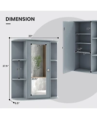 Gymax Bathroom Wall Medicine Cabinet Wall Mounted Storage Organizer