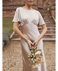 Six Stories Women's Gathered Bust Satin Bridesmaid Dress