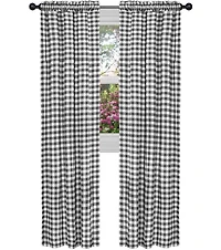 GoodGram Buffalo Check Gingham Custom Window Curtain Treatments - Single Panel 42 in. W x 63 L, Black