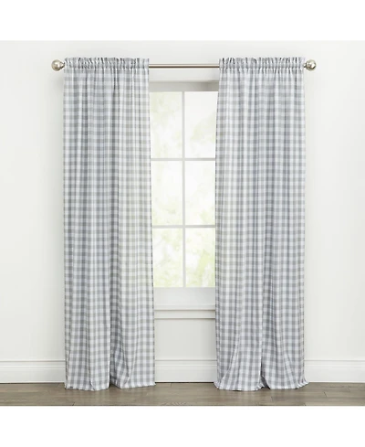 GoodGram Buffalo Check Gingham Custom Window Curtain Treatments - Single Panel 42 in. W x 63 L, Black