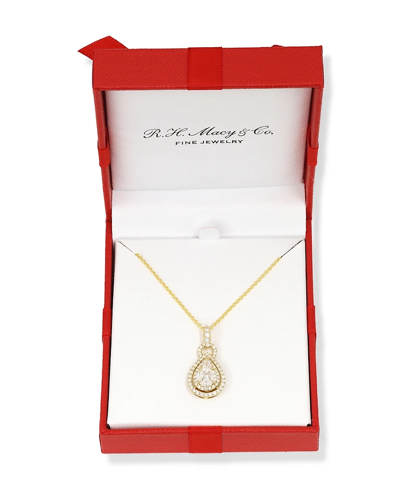 Effy Diamond Mixed Cut Teardrop Halo 18" Pendant Necklace (1 ct. t.w.) 14k White Gold (Also yellow gold)