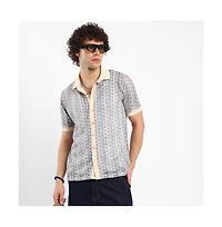 Campus Sutra Men's Ditsy Floral Knit Shirt