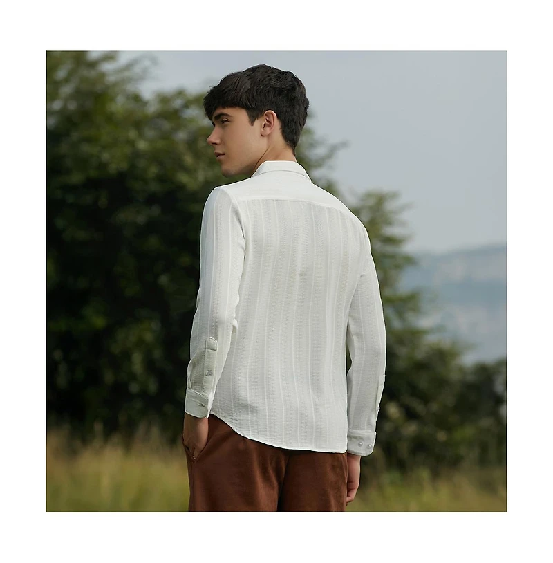 Campus Sutra Men's Ridge-Striped Shirt