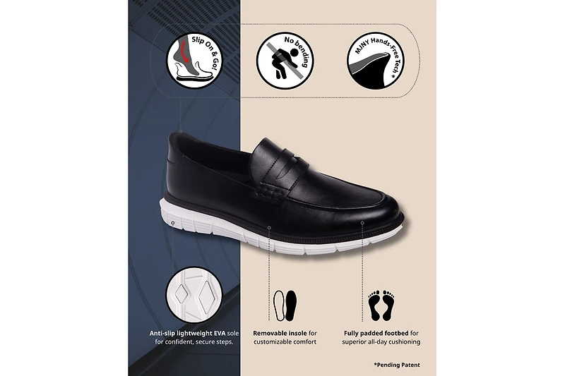 Marc Joseph New York Men's Empire Street Hands-Free Slip On Technology Lightweight Penny Loafers