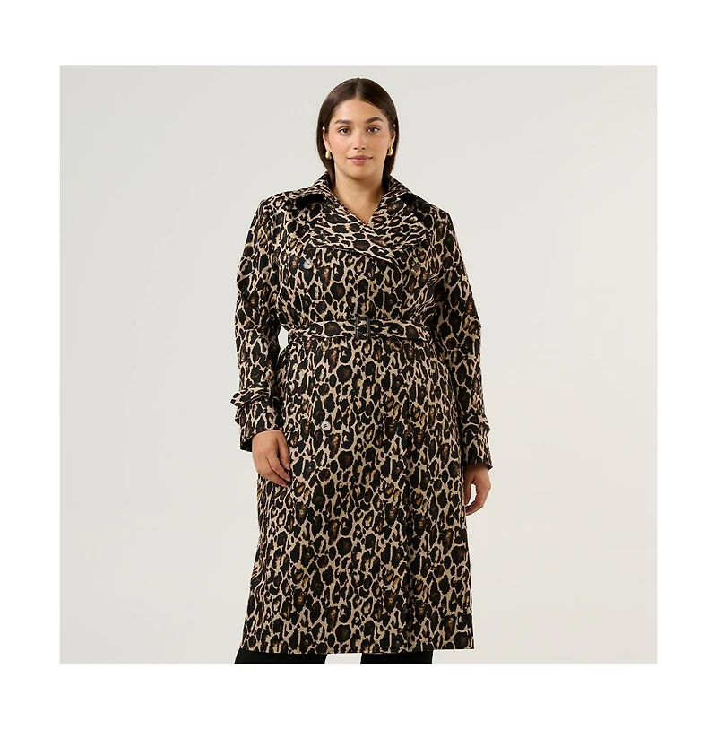 Estelle Plus Shari Leopard Print Trench