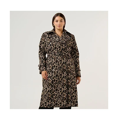 Estelle Plus Shari Leopard Print Trench