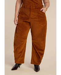 Eloquii Women's Corduroy Barrel Leg Pants