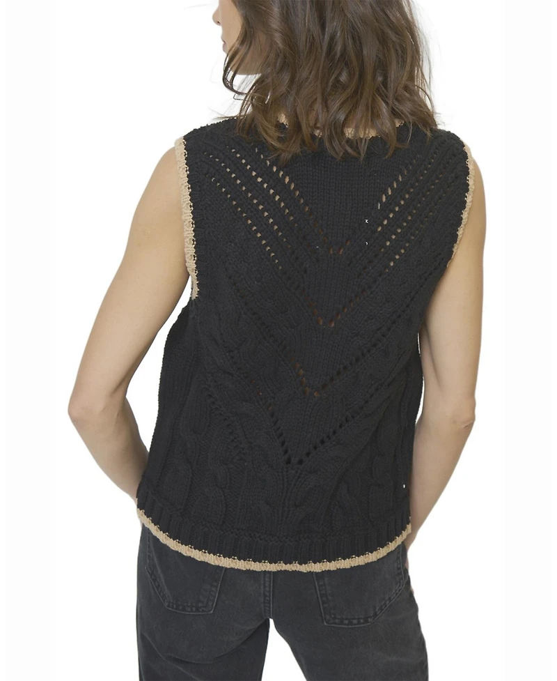 Central Park West Women's Brooke Pointelle Cable Vest