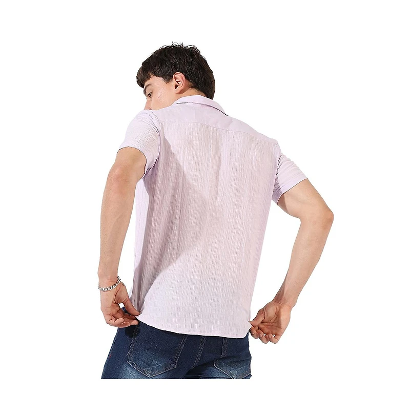 Campus Sutra Men's Lavender Textured Regular Fit Casual Shirt