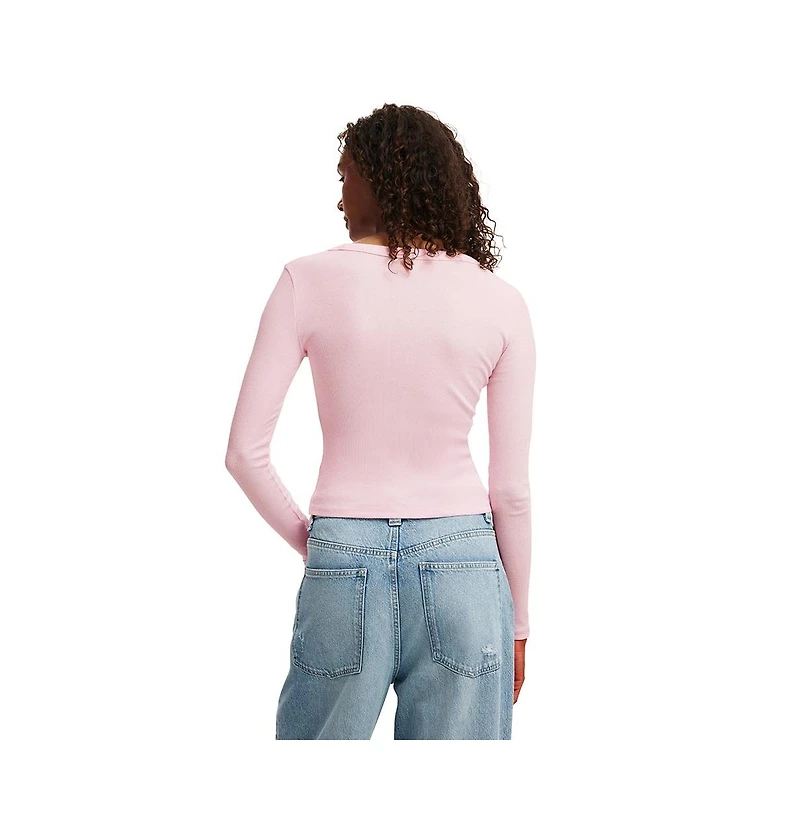 Cotton On Women's Goldie Rib V Neck Long Sleeve