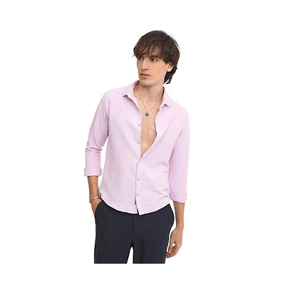 Campus Sutra Men's Lilac Chevron-Textured Shirt