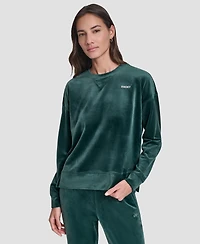 Dkny Women's Platinum Velour Crewneck Sweatshirt