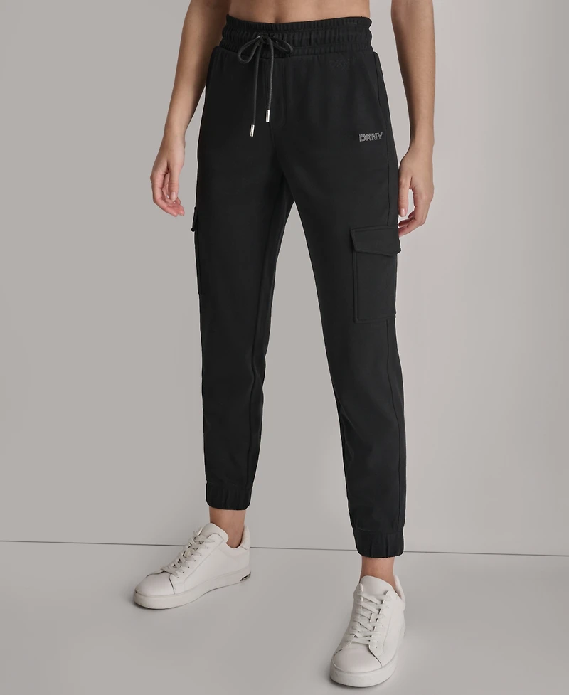 Dkny Sport Women's Studded-Logo Cargo Joggers
