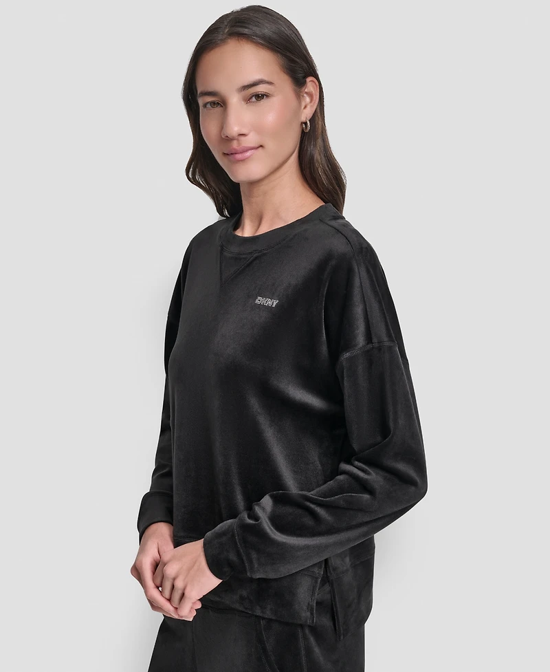 Dkny Women's Platinum Velour Crewneck Sweatshirt