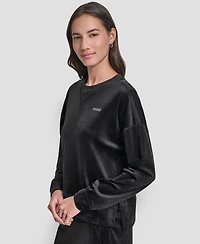Dkny Women's Platinum Velour Crewneck Sweatshirt
