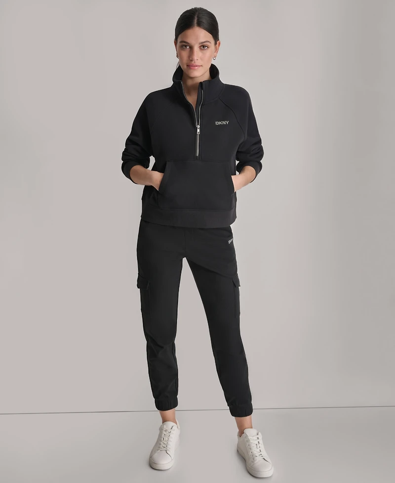 Dkny Sport Women's Studded-Logo Half-Zip Sweatshirt