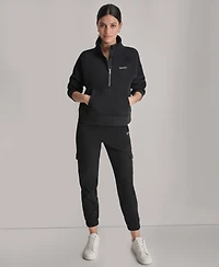 Dkny Sport Women's Studded-Logo Half-Zip Sweatshirt