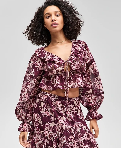 And Now This Women's Ruffled-Cuff Balloon-Sleeve Top, Macy's Exclusive