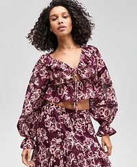 And Now This Women's Ruffled-Cuff Balloon-Sleeve Top, Macy's Exclusive