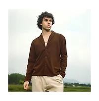 Campus Sutra Men's Chocolate Brown Ribbed Oversized Shirt