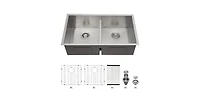 Flynama 33 Inch 16-Gauge Stainless Steel Double Bowl Undermount Kitchen Sink with Soundproofing