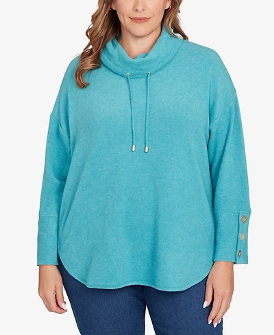 Ruby Rd. Plus Cozy Cowl Neck Drawstring Sweater
