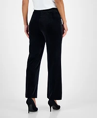 Kasper Petite Velvet High-Rise Wide-Leg Pull-On Pants