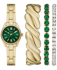 Folio Women's Quartz Three-Hand Gold Alloy Watch Set, 27mm