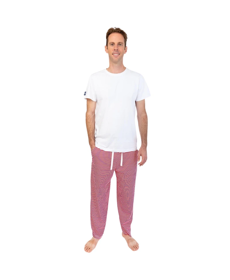 Sant and Abel Men's Red Stripe Jersey Pj Pants