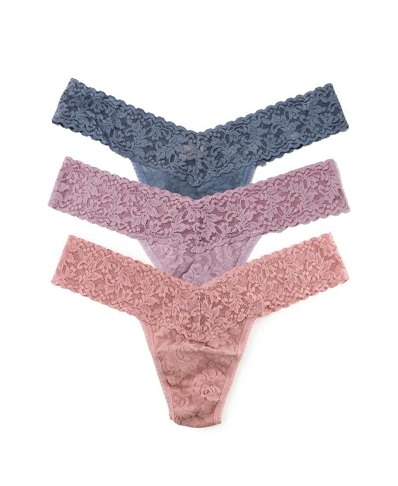 Hanky Panky Women's Signature Lace Low Rise Pack Thong Underwear