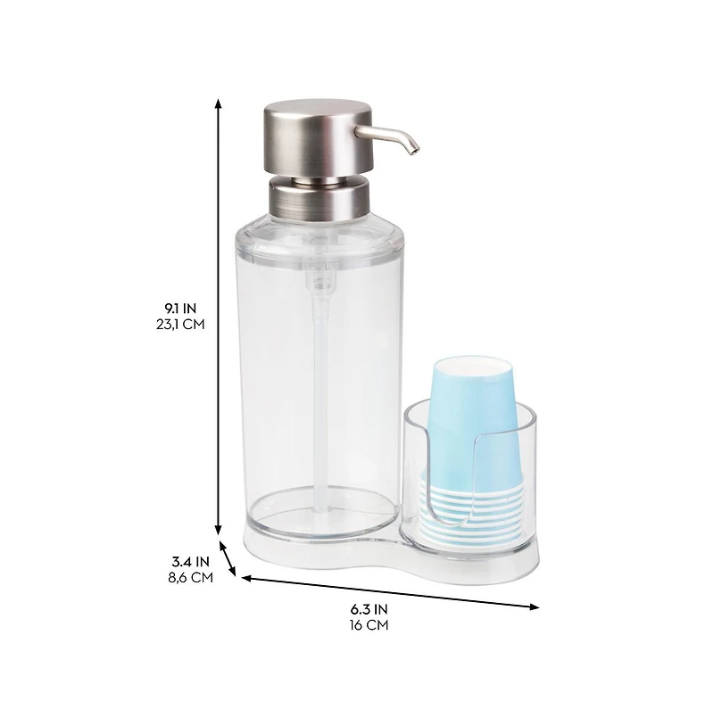 iDesign Mouthwash Caddy with Cup Holder - Clear/Brushed