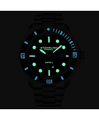 Stuhrling Men s Astral Diver 44mm Swiss Automatic Watch, Dial, Stainless Steel Bracelet, Rotating Bezel