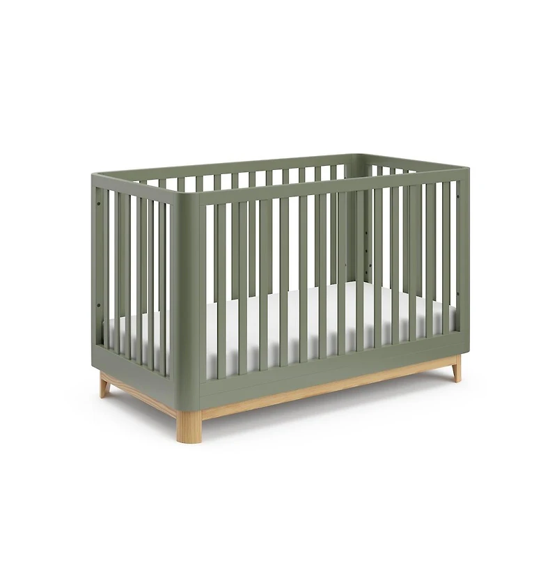 Storkcraft Santos 3-in-1 Convertible Crib (Olive with Natural)