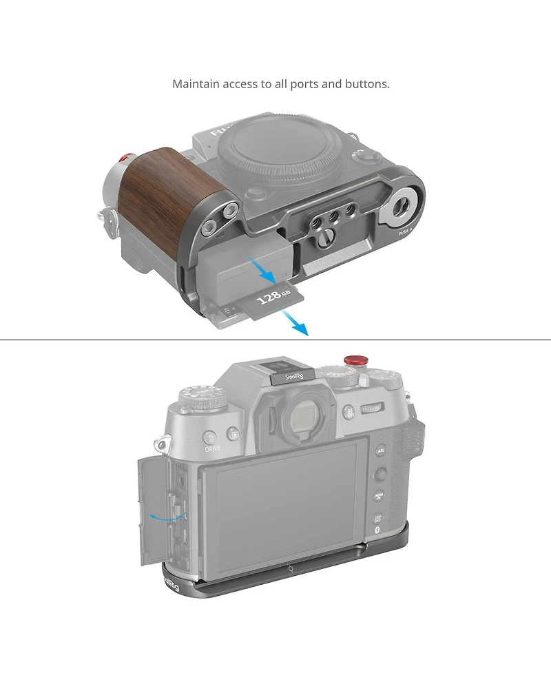 SmallRig SmallRig Wooden L-Shape Grip for Fujifilm X-T50, Charcoal Silver