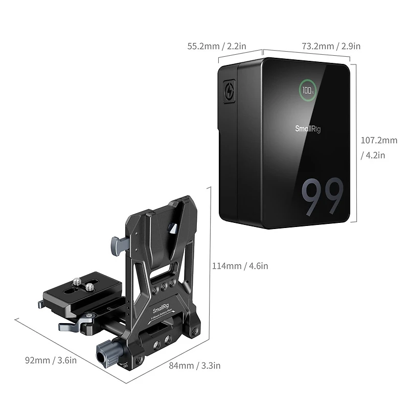 SmallRig VB99 Pro Mini Rechargeable V-Mount Battery with Foldable Battery Plate