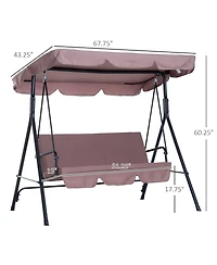 Flynama 67 Inch 3-Seat Patio Swing Chair with Adjustable Canopy and 440lb Capacity